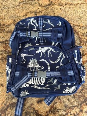 Pottery Barn Kids Pre-School Navy Dinosaur Skeleton Backpack - Blue